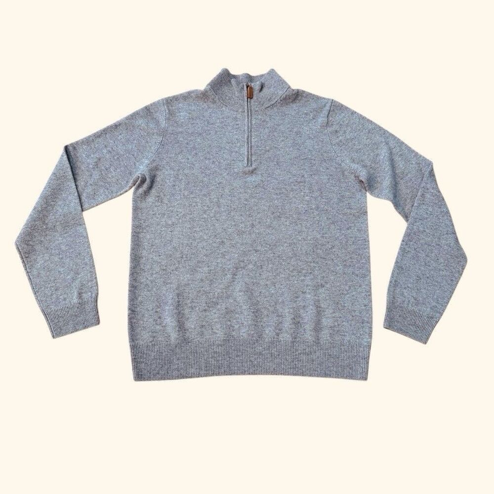 Mette Cashmere Sweater Mens Size Small Gray 1/4 Zip Mock Neck Pullover